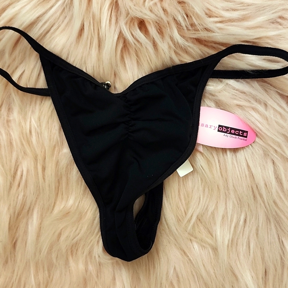 Brand New NECESSARY OBJECTS THONG W/DETACHABLE JEWELS-M